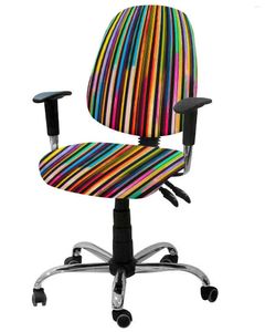 Stol täcker färg ränder elastisk fåtölj dator täcker sträcka avtagbart kontor slipcover vardagsrum delad säte