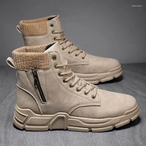 Stiefel Winter für Männer Komfort Herren Pu Sneaker Schuhe Herbst Outdoor Casual Marken 2023 Knöchelfrei
