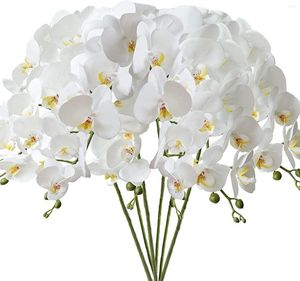 Dekorative Blumen, 3 Stück, 9 Köpfe, künstliche weiße Orchideen, fühlen sich echt an, Phalaenopsis, hohe Kunstblume für Zuhause, Party, Hochzeit, Gartendekoration