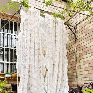 Vorhang Floral Rüschen Für Wohnzimmer Pastoralen Druck Sheer Voile Drapieren Küche Partition Studie Balkon Fenster #E