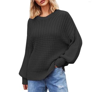 Women's Sweaters Casual Long Sleeve Pullover Crew Neck Oversized Ribbed Knit 2023 Fall Winter Sweater Fuzzy Womens