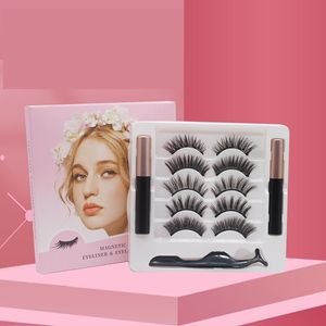 Magnetic Liquid Eyeliner Magnetiska falska ögonfransar Tickor Set 5 Magnet False Eyelashes Set Lim Make Up Tools 4 Par Eyelash 4in1 Set Free Post