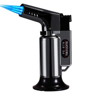 Kitchen Spray Gun Windproof Stainless Steel Torch Lighter Outdoor BBQ Cigar 3 Jet Butane No Gas Cigarette VMP6
