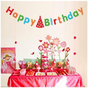 Decorative Flowers 1pcs Happy Birthday Banners Pull Paper Pennants 3M Bunting Wedding Party Banner Hanging Garland Room Door Decor 8ZSH290