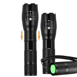 مشاعل الإضاءة المحمولة S2 Torches LED Torch 10W 1200 Lumens 500m تركيز أبيض قوي المصباح الخفيف الأسود LL