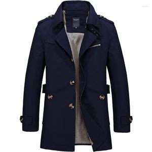 Jaquetas masculinas outono estilo coreano homens longo trench clássico moda casaco casual solto design sólido trincheiras masculino negócios à prova de vento casaco