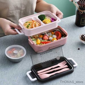 Lunch Boxes Bags Stainless Steel Lunch Box Bento Box for School Kids Office Worker 2layers Microwae Heating Lunch Container Food Storage Box R230831