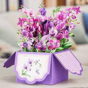 Boxed Flower Greeting Card for Mothers Day Fathers Thanksgiving Valentines Floral Birthday Decor LST230831