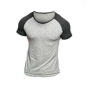 Men's T Shirts Sleeve Patchwork Tight Fitting Top Shirt Athletic Mock Neck Men Mens Fitted Tops Exercise