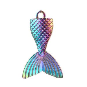 Charms 10st Rainbow Color Mermaid Tail Pendant Accessories Diy Craft For Fashion Halsband örhängen smycken som gör Bk WholesalCharms D DHMX3