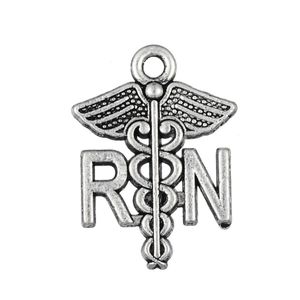 Charms Caduceus RN Charm Registrerad sjuksköterska hänge medicin