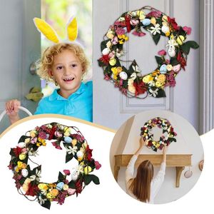 Decorative Flowers Easter Garland Diy Egg Artificial Wreaths Wedding Home Wall Door Hanging Party Decoration Lighted For Outdoors