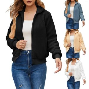 Women's Jackets Autumn/Winter Fashion Casual Fleece Coat With Thick Lapel Loose Long Sleeve