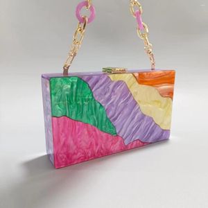 Evening Bags Women's Bag 2023 Trend Wallet Color Acrylic Party Clutch Purse Lady Trendy Chain Cross-body Luxury Designer Handbags