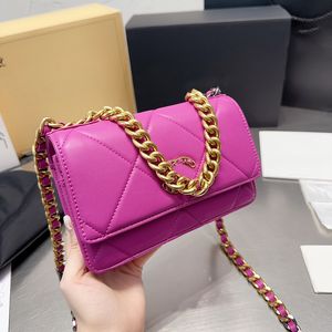 19 Women Shoulder Bag Woc Mini 20 Cm Envelope Calfskin Clamshell Diamond Check Two-Color Hardware Metal Thick Chain Diagonal Shoulder Bags Card Holder Makeup Sacoche