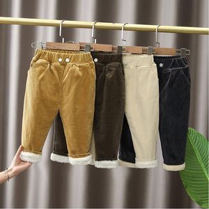 Jeans Winter Children Pants boys Girls Plus Velvet Thick corduroy Warm Trousers 16 years old baby's thickened double layer trousers 230830