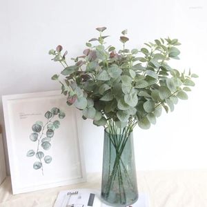 Decorative Flowers Artificial Leaves Branch Retro Green Silk Eucalyptus Leaf For Home Decor Wedding Plants Faux Fabric Foliage Room