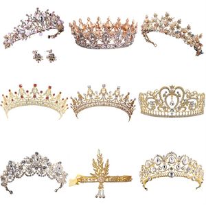 Gold Crystal Tiara Crown for Wedding Hair Akcesoria księżniczka Królowa Weddna Korona Korona Rhinestones Bridal Hair Jewelry284y