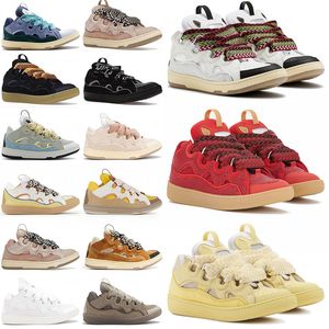 Designer Shoes Fashion Curb Sneakers Woven Lace-up Plate-forme Trainers Calfskin Rubber Nappa Platformsole Sneakers Womens 35-46