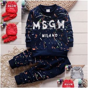Clothing Sets 3 Colors Baby Boys Clothes Letter Print Long Sleeve T Shirtaddpants Kids Sportswear Children Casual Tracksuit Outfits Dhwqm