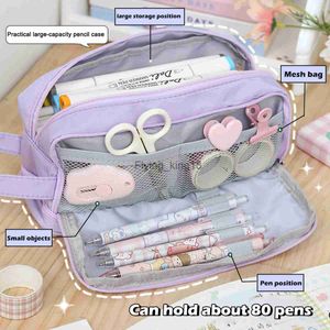 Sacos de lápis Kawaii Estojo de lápis de grande capacidade Bolsa Bolsa de camada dupla para meninas Caixa de canetas Papelaria coreana De volta às aulas Suprimentos para estudantes HKD230831