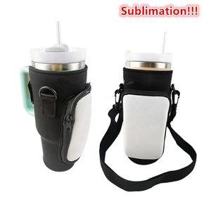 Sublimation Blank Reusable Tumbler Sleeve with Phone Holder for 40oz Tumbler Neoprene Insulated Sleeves Tumbler Carrier Bag Holder for Running, Walking DIY