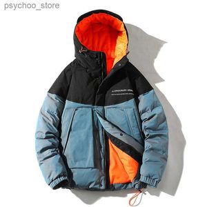 Herrarna ner parkas vinter kall proof sport down jacka huva mäns utomhus frostskyddsmedel ungdom kappa kontrast vit anka ner bomull vadderad jacka q230831