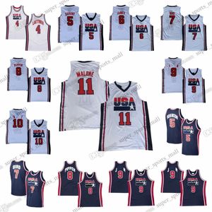 Özel Çocuk Kadınları 1992 Retro Basketbol Formaları 7 Bird 5 Robinson 10 Drexler 8 Pippen 11 Malone 12 Stockton 4 Laettner Dikişli Jersey Herhangi Bir İsim