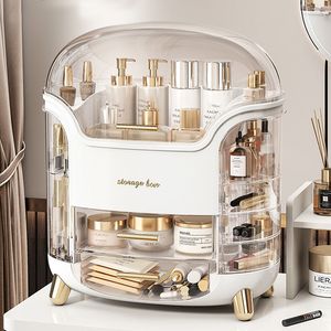 Lagringslådor BINS Stora Cosmet Storag Box Luxury Dresser Organizer med lock Makeup Organiser Dammtät bomullskuddar smycken utgör 230830