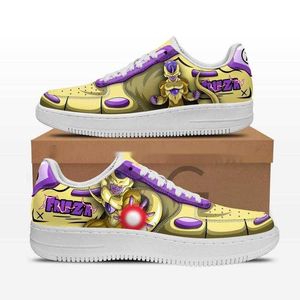 Fashion Men Women Anime Casual Shoes Golden Frieza Air Sneakers Italy Popular Manga Low Top Leather Designer Couple Custom Animes Running Sports Shoes EU 36-48