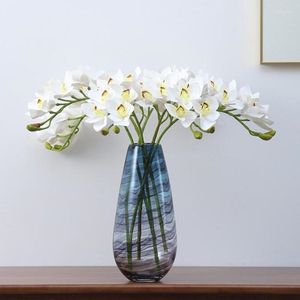 Decorative Flowers Artificial Cymbidium Flower Home Living Room Decoration Fake Wedding Bonsai