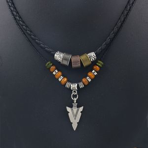 Anhänger Halsketten Gestapelte Kunstleder Seil Perlen Halskette Männer Vintage Layered Tribal Für Schmuck Kragen Hombre 230831