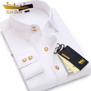 Mens Camisas Casuais Mens Diamante Botão Longsleeved Camisa Masculina Business Casual Slim Cobre Botão Vestido Camisa Top Quality Noivo Camisa de Casamento 230831