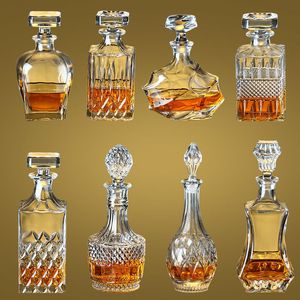 Wine Glasses Carved Wine Jug Lead-free Crystal Glass Wine Bottle Storage Whisky Liquor Medicinal Wine Bottle with Lid Relief Texture Wine Cup 230831