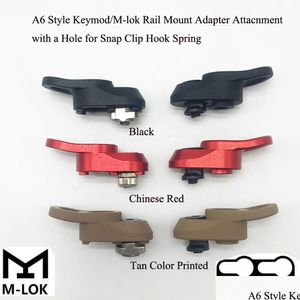 Acessórios táticos A6 Estilo Preto / Vermelho / Tan Rail Mount Adpater Acessório com um furo para Snap Clip Hook Spring Fit Handguard System D Dhqin