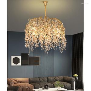 Lustres LED luminária pendente iluminação ramo francês cristal sala de estar candelabro luxo villa quarto jantar projeto personalizado arte cristal