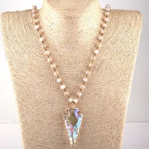 Pendant Necklaces Moodpc Fashion Bohemian Jewelry Glass Crystal Rosary Chain Arrowhead