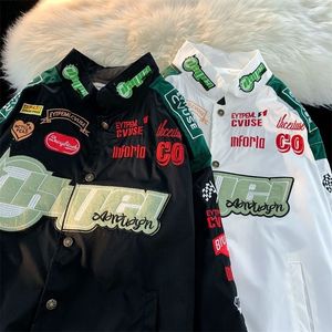 Men's Jackets American Retro Hip-Hop Letter Embroidered Jacket Y2K Street Trend Motorcycle Style Casual Loose Joker Baseball Uniform Jackets 230831