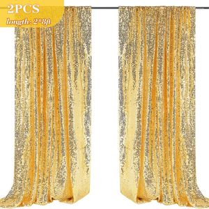 Curtain Sequin Backdrop Curtains - 2 Paneler 2x8ft Gold/Silver Party Wedding Baby Shower Sparkle Pography Bakgrund