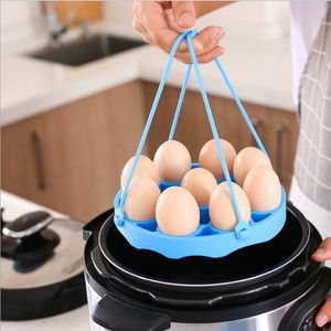 Yumurta aletleri 9 delik silikon yumurta vapur rafı tutamaç ile anti-ölçeklendirme düdüklü tencere uyumlu yumurta vapur raf mutfak malzemeleri 230831