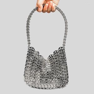 Abendtaschen Metallic Pailletten Unterarm Umhängetasche Hohe Qualität Luxus Designer Handtaschen Für Frauen 2023 Aluminium Blatt Silber Geldbörsen