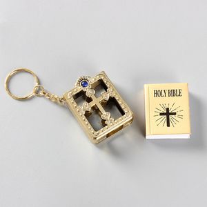 Keychains Lanyards Mini Holy Bible Keychain With Frames Christian Book Pendant Key Holder Purse Hanging Decoration Religious Souvenir Gifts 230831