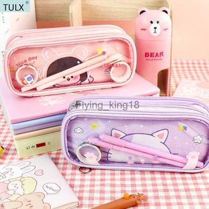 Sacos de lápis TULX de três camadas de grande capacidade adorável estojo de lápis bolsa de papelaria escola saco de lápis kawaii estojo de lápis HKD230831