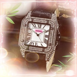 Luxury Square Roman Tank Dial Watches Women Men Diamonds Ring Case Clock Quartz Battery Super Business Automatisk Datum Arvursur Alla hjärtans julklappar