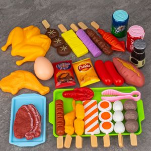 Kitchens Play Food Children's Kitchen Dinette Simulation Barbecue Cookware Cooking Foods Educational Toys Parents Child Role Interactive Gifts 230830