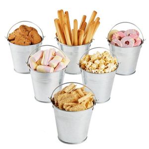 Buckets LUOEM 6pcs Mini Tinplate Metal Bucket Snack Icing French Fries Tin Pails Ice Wedding Birthday Party Favors 230830
