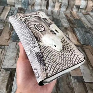 Carteiras 2023 Designer Snakeskin Moda Masculina Couro Genuíno Zipper Carteira Lazer Grande Capacidade Saco de Embreagem 50