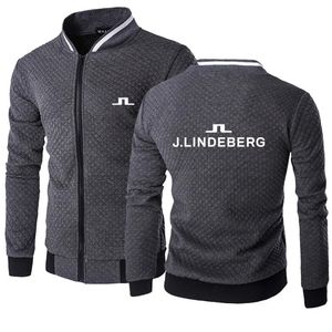 Mens Jaquetas AutumnWinter Mens Jaqueta Moda Marca Homens J Lindeberg Imprimir Zip Jacket Stand Collar Top Men Golf Cotton Jacket Brasão 230831