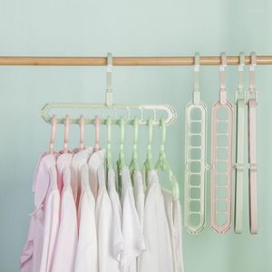 Hangers Multifunctional Nine Hole Clothes Hanger Household Storage Clothing Support Folding Shrinking And Rotating