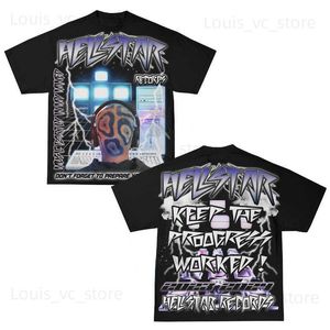 T-shirt da uomo HELLSTAR Y2K T-shirt da uomo Tecnologia Hip Hop Videogioco Stampa grafica Maglietta oversize 2023 Nuovo Harajuku Punk Rock Gothic Top T230919